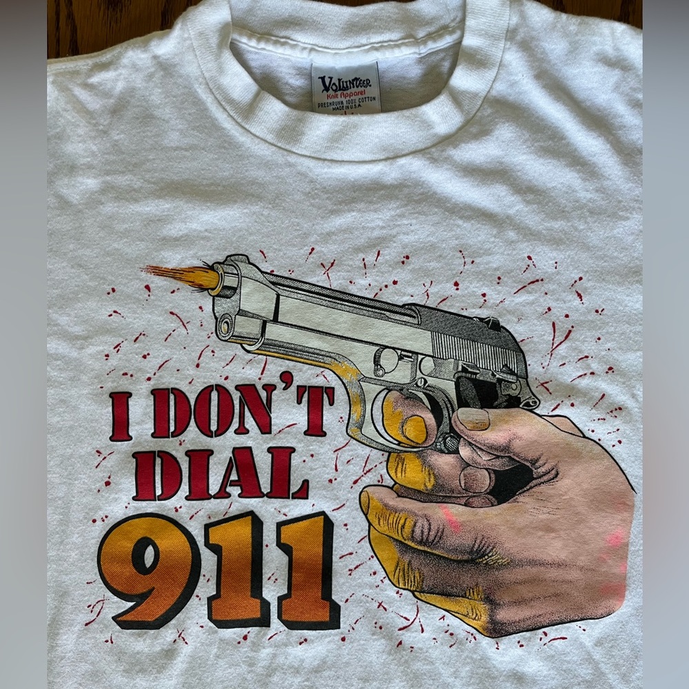 Vtg 90s I Don’t Dial 911 Shirt size L boxy fit